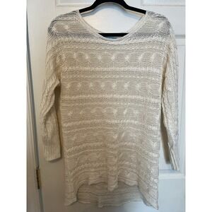 Alice And Olivia Women's Oatmeal Color Medium Linen Sweater Resort Girlhoodcore